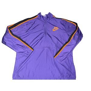 Vintage Nike Sportswear Men XL Purple 1/2 Zip Windbreaker Packable Jacket Retro